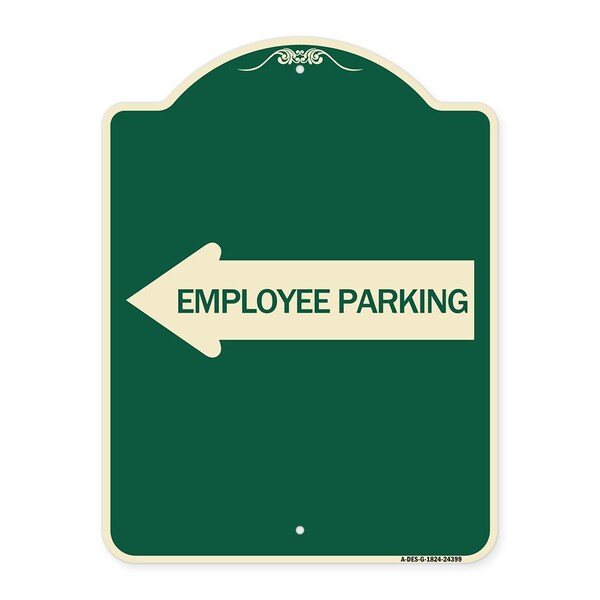 Employee Parking With Left Arrow Heavy-Gauge Aluminum Architectural Sign, 24" x 18", G-1824-24399
